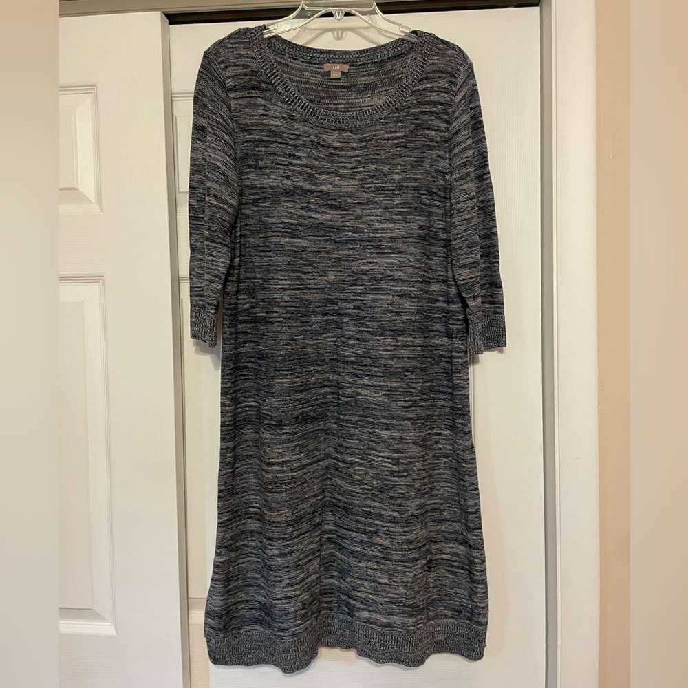 J. Jill Blue & White Knit Sweater Dress - Size Medium